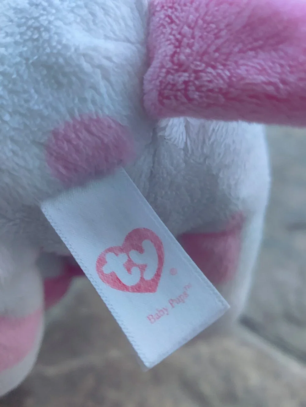 Ty Pink & White Plush Puppy Baby